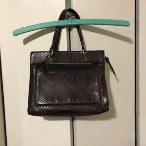 George Ladies Brown Handbag Faux Snake Print Design